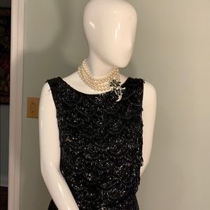 Black beaded cocktail dress